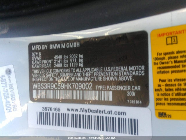 2017 BMW M4, VIN: WBS3R9C59HK709002