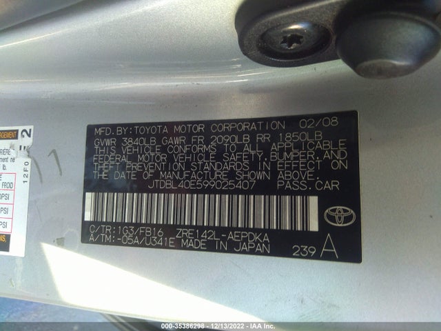 Toyota COROLLA 2009 JTDBL40E599025407 Image 10