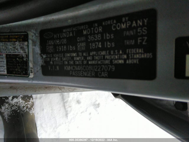 2008 HYUNDAI ACCENT GLS VIN: KMHCN46C08U227079