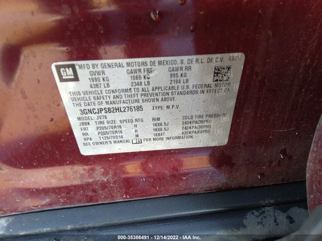 2017 Chevrolet Trax, VIN: 3GNCJPSB2HL276185