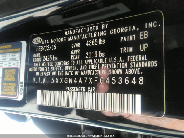 5XXGN4A7XFG453648 KIA OPTIMA EX