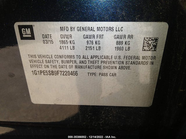 Chevrolet LUV 2015 1G1PE5SB9F7220466 Image 20