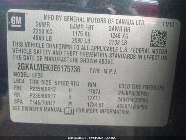 GMC Terrain Sle 2014 2GKALMEK0E6175736 Image 9