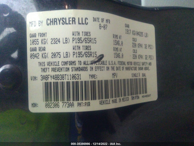 Chrysler Pt Cruiser 2008 3A8FY48B38T110631 Image 10