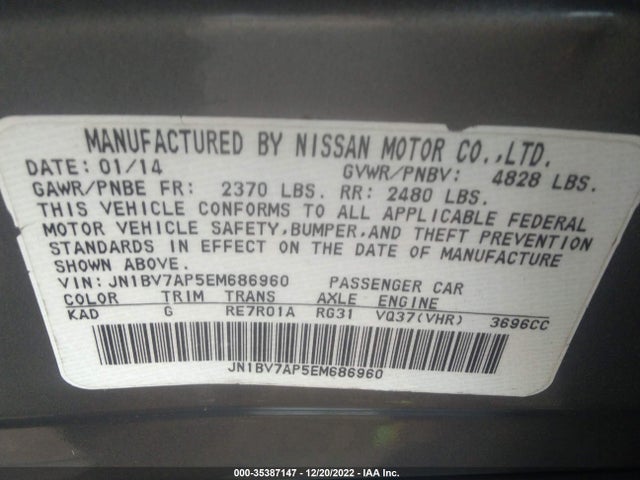 Infiniti Q50 Premium 2014 JN1BV7AP5EM686960 Image 9