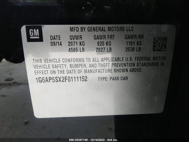 Cadillac Cts Sedan Rwd 2015 1G6AP5SX2F0111152 Image 9