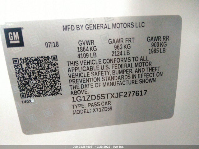 Chevrolet MALIBU LT 2018 1G1ZD5STXJF277617 Image 11