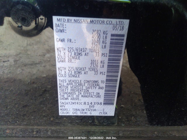 Nissan ROGUE SV 2018 5N1AT2MT4JC814398 Image 9