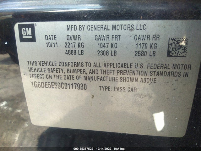 Cadillac CTS 2012 1G6DE5E59C0117930 Image 9