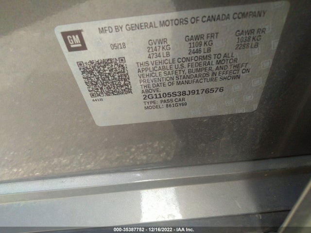 2018 Chevrolet Impala, VIN: 2G1105S38J9176576