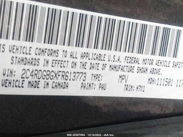 2C4RDGBGXFR613773 Dodge Grand Caravan Avp/se