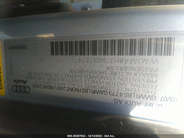 WAUAF48H37K031274 Audi A4 2.0T