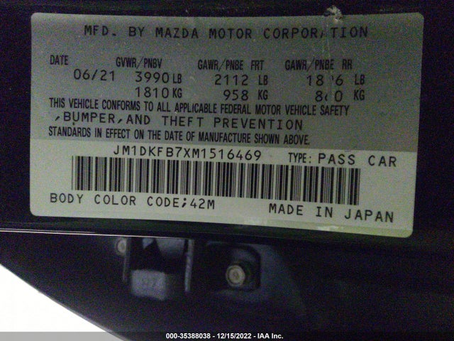 2021 Mazda CX-3, VIN: JM1DKFB7XM1516469