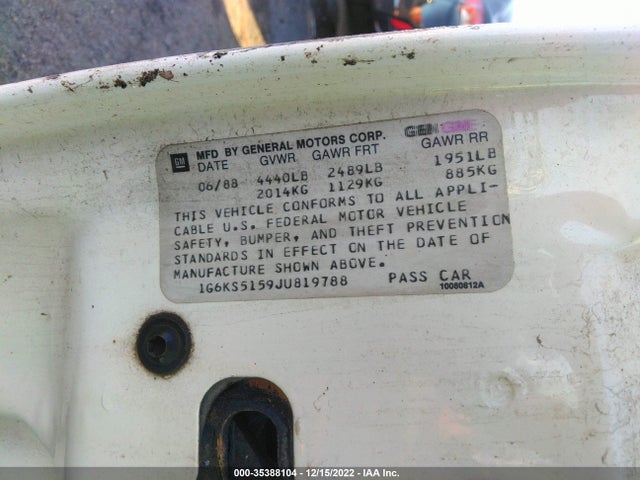 Cadillac Seville 1988 1G6KS5159JU819788 Image 10