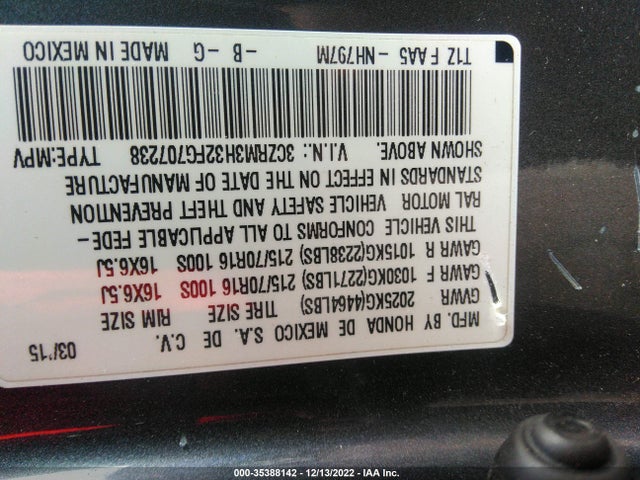 Honda CR-V LX 2015 3CZRM3H32FG707238 Image 10