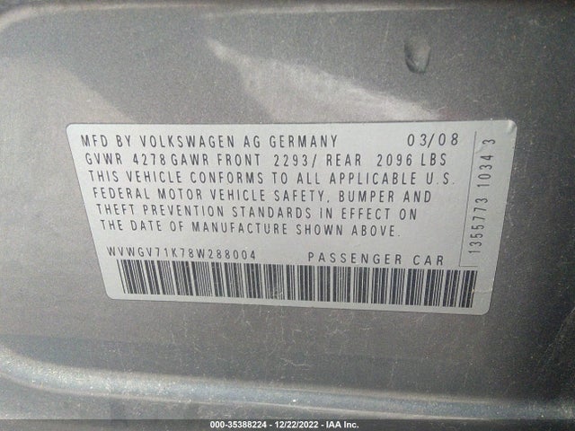 Volkswagen GTI 2008 WVWGV71K78W288004 Image 10