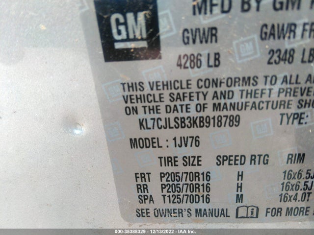 Chevrolet Trax Lt 2019 KL7CJLSB3KB918789 Image 9