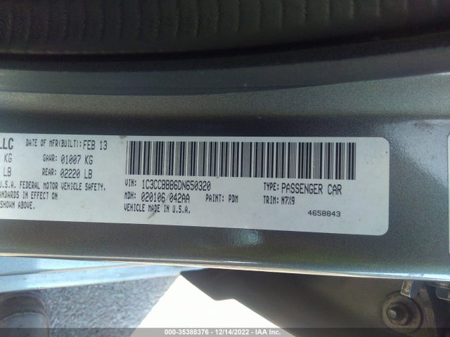 2013 CHRYSLER 200 TOURING VIN: 1C3CCBBB6DN650320