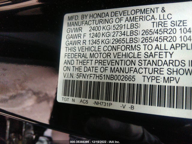 Honda Passport Ex-l 2022 5FNYF7H51NB002665 Image 10