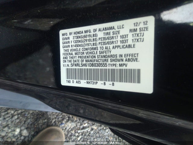 Honda Odyssey Ex-l 2013 5FNRL5H61DB030555 Image 10