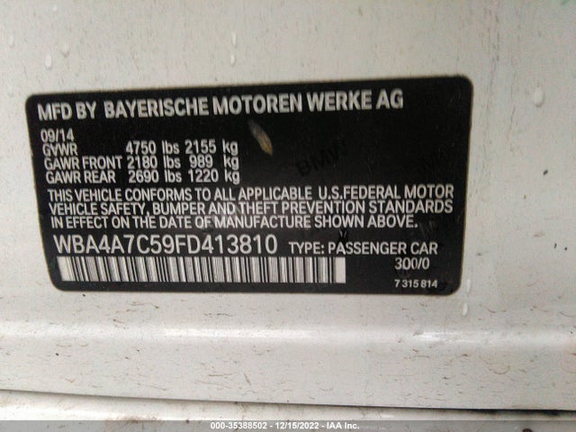 2015 BMW 4 Series, VIN: WBA4A7C59FD413810