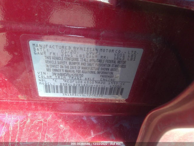 2020 NISSAN SENTRA SV VIN: 3N1AB8CV5LY208750