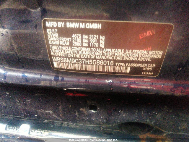 2017 BMW M3, VIN: WBS8M9C37H5G86016