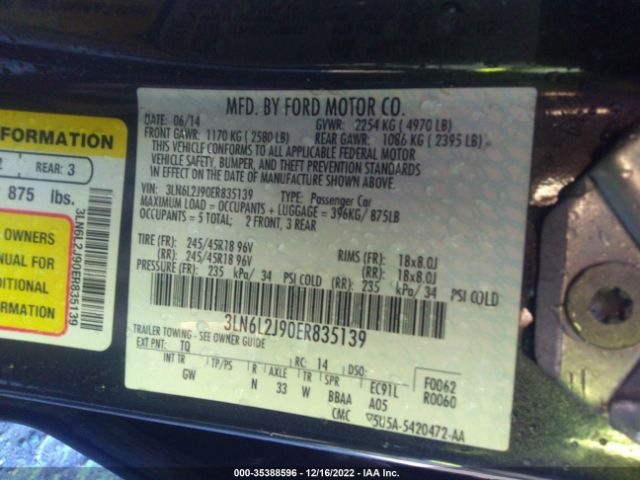 3LN6L2J90ER835139 Lincoln MKZ