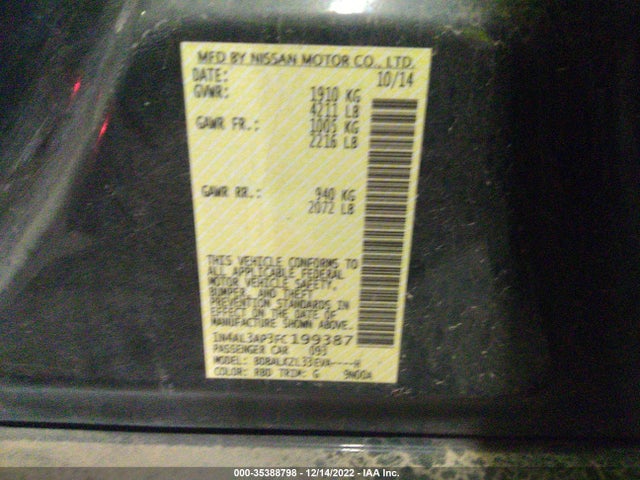Nissan Altima 2.5 Sv 2015 1N4AL3AP3FC199387 Image 10