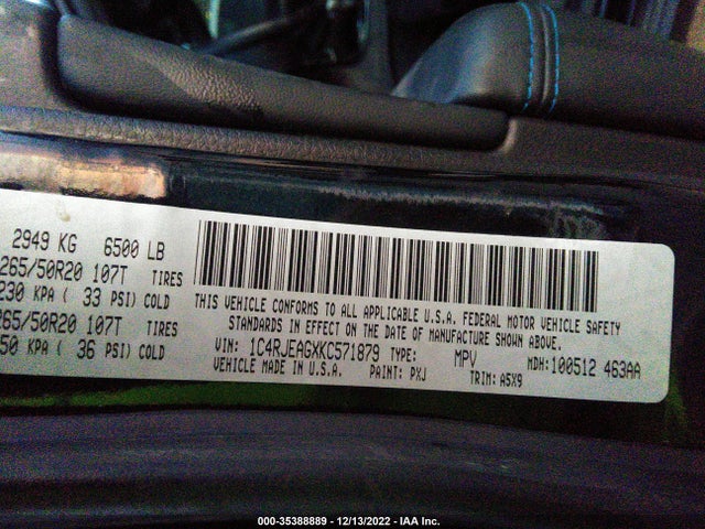 1C4RJEAGXKC571879 Jeep Grand Cherokee Upland