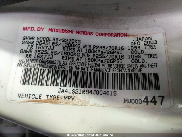 JA4LS21R84J004615 Mitsubishi Montero Sport Ls