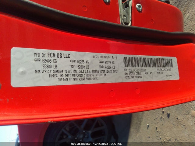 2018 Dodge Charger, VIN: 2C3CDXCT9JH338899