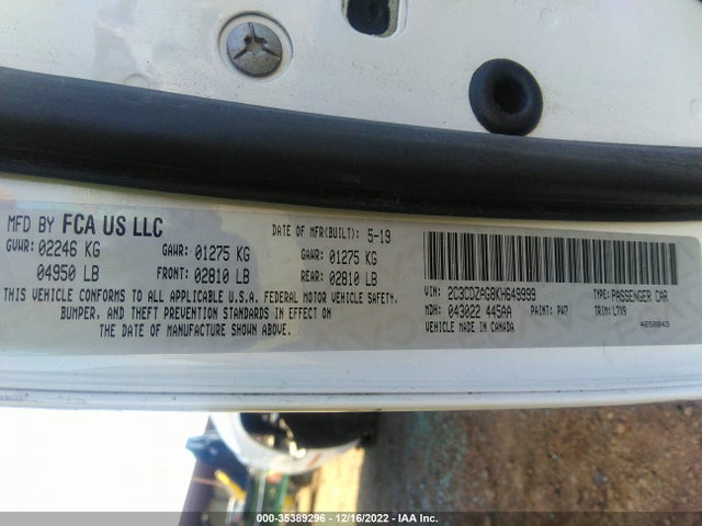Dodge Challenger Sxt 2019 2C3CDZAG8KH649999 Image 11