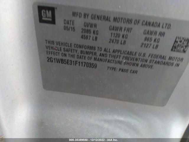 2015 Chevrolet Impala, VIN: 2G1WB5E31F1170359