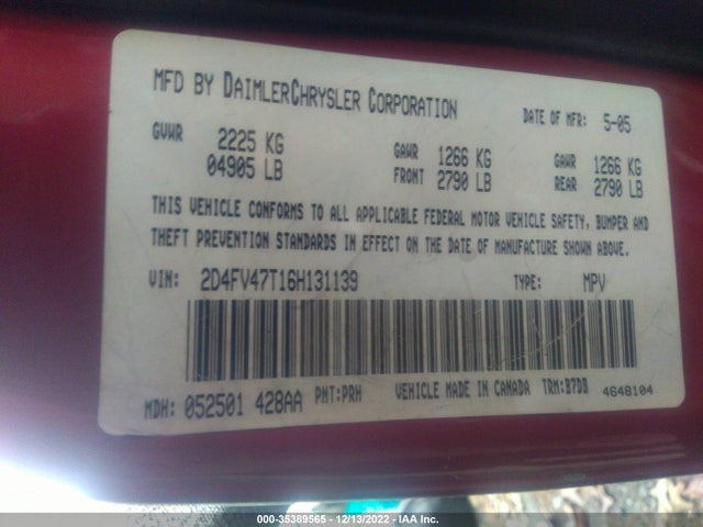 Dodge MAGNUM 2006 2D4FV47T16H131139 Image 11