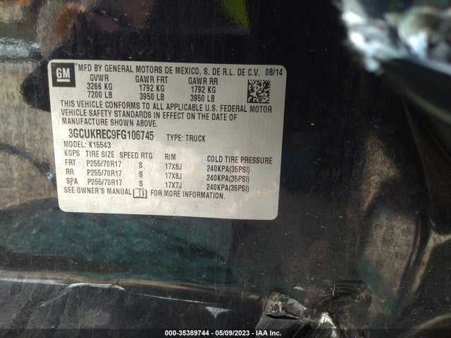 Chevrolet Silverado 1500 Lt 2015 3GCUKREC9FG106745 Image 11