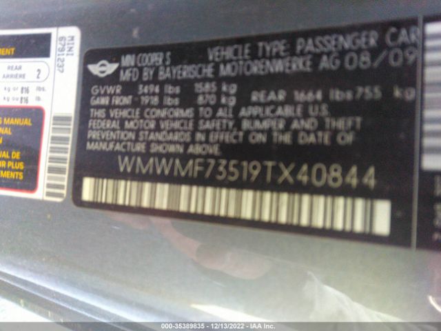 WMWMF73519TX40844 Mini Cooper