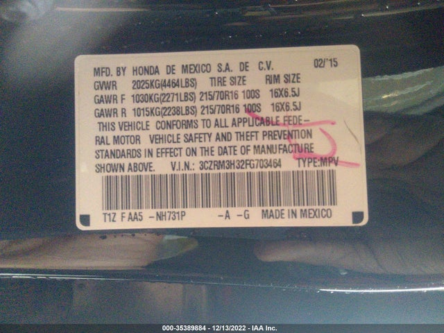 Honda CR-V LX 2015 3CZRM3H32FG703464 Image 11
