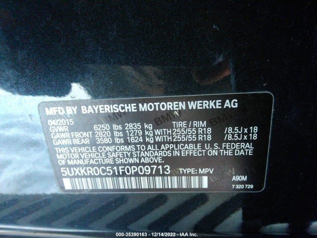 2015 BMW X5, VIN: 5UXKR0C51F0P09713