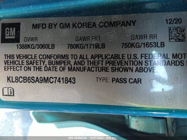 Chevrolet SPARK LS 2021 KL8CB6SA9MC741843 Image 9