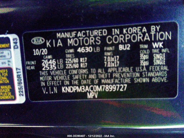 2021 Kia Sportage, VIN: KNDPM3AC0M7899727