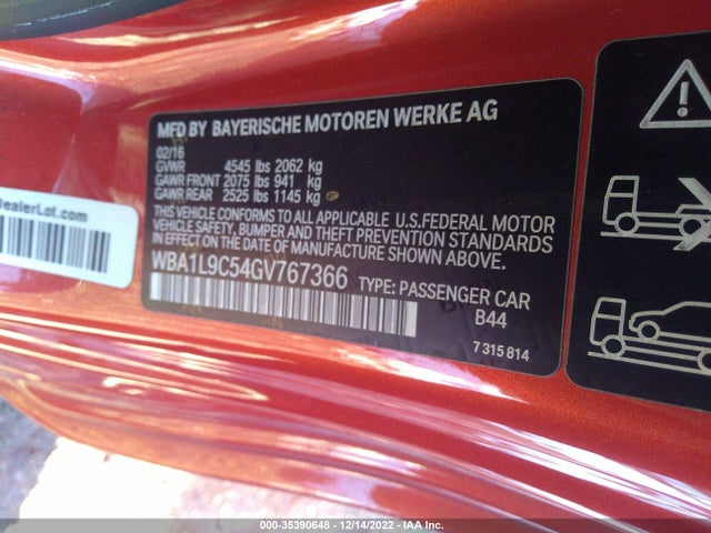 2016 BMW 2 Series, VIN: WBA1L9C54GV767366