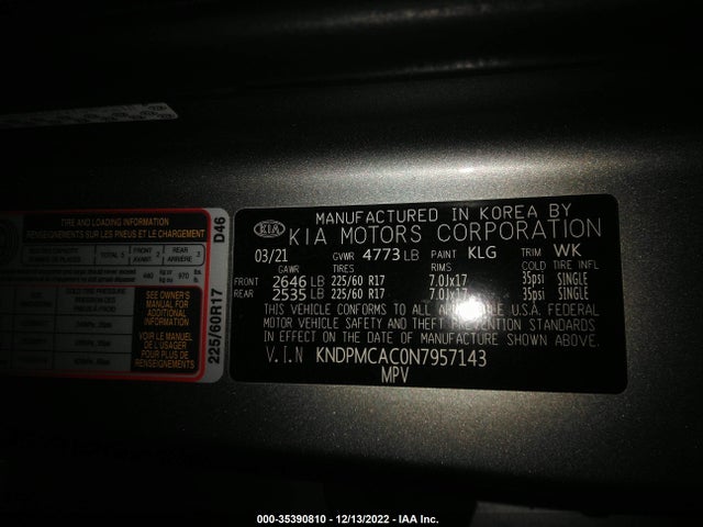 2022 Kia Sportage, VIN: KNDPMCAC0N7957143