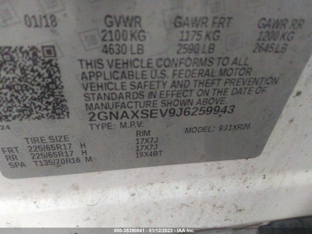 Chevrolet EQUINOX LT 2018 2GNAXSEV9J6259943 Image 8