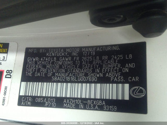 2020 Lexus ES, VIN: 58AD21B16LU007690