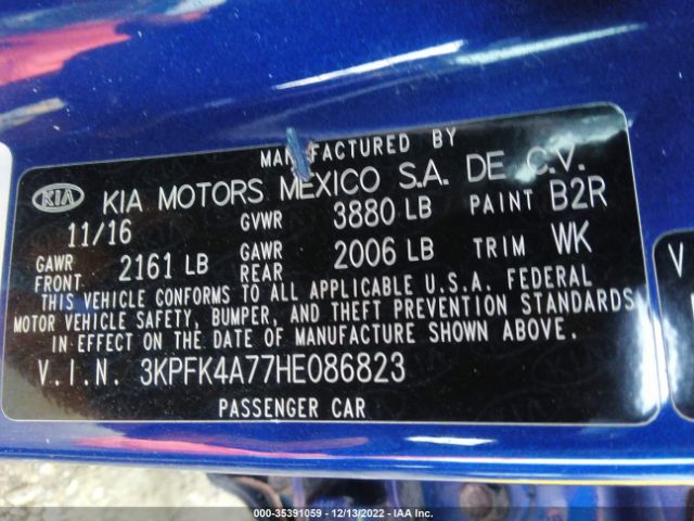 3KPFK4A77HE086823 KIA FORTE LX