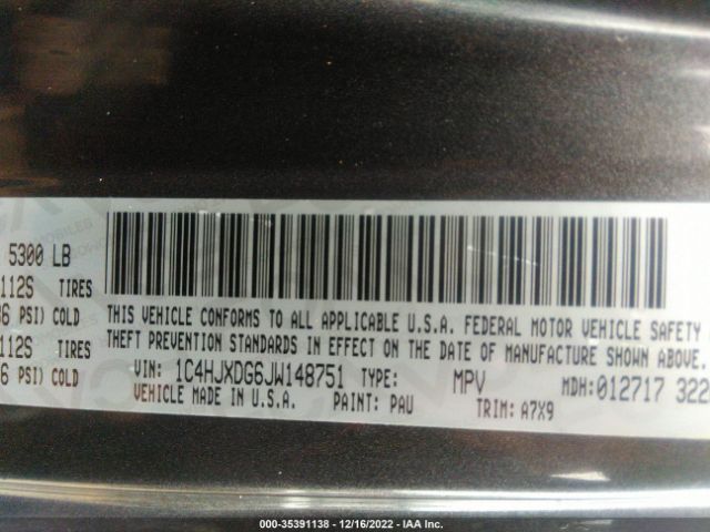 1C4HJXDG6JW148751 Jeep Wrangler Unlimited Sport