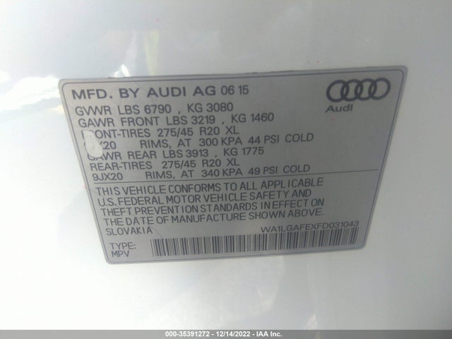 WA1LGAFEXFD031043 Audi Q7