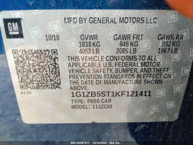 Chevrolet MALIBU LS 2019 1G1ZB5ST1KF121411 Image 10