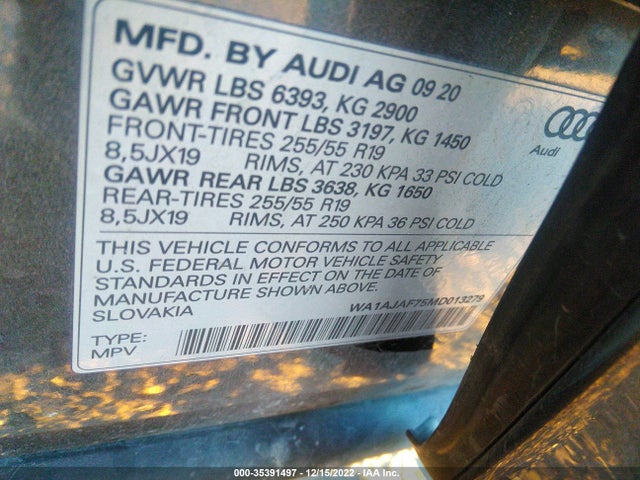 WA1AJAF75MD013279 Audi Q7 PREMIUM